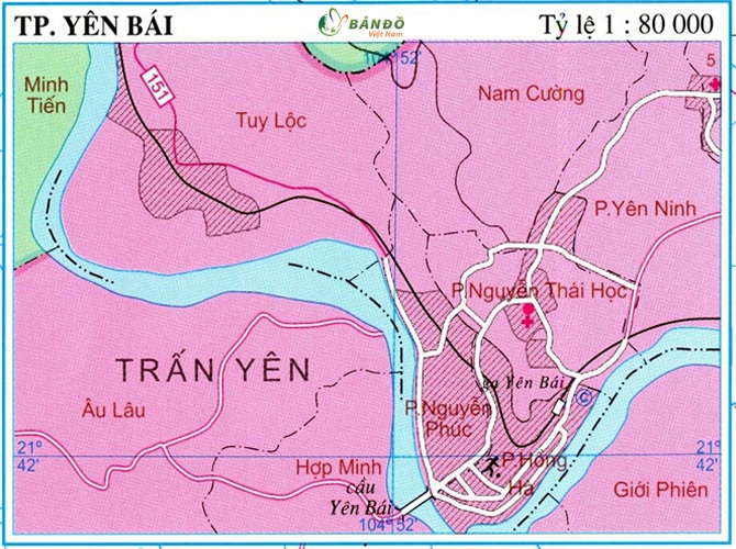Bản đồ hành chính Thành phố Yên Bái 