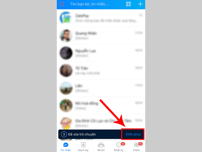 Tin nhắn vừa xóa có thể được khôi phục ngay