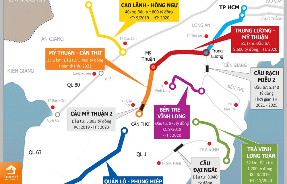 Bản đồ quy hoạch các dự án trong đó có dự án cầu Rạch Miễu 2