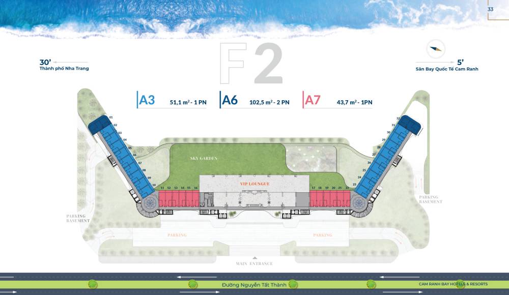 Mặt bằng căn hộ Condotel Cam Ranh Bay Tầng 2