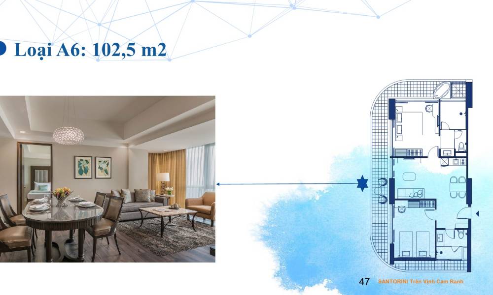 Mặt bằng Loại A6 căn hộ Condotel Cam Ranh Bay