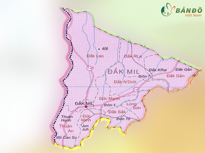 Bản đồ hành chính Đắk Mil.  quận    