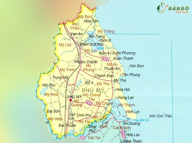 Bản đồ hành chính huyện phú mỹ