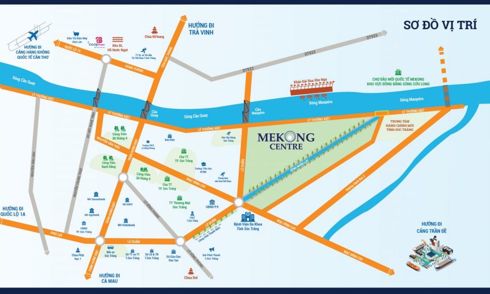 Vị trí dự án khu đô thị Mekong Centre Sóc Trăng 