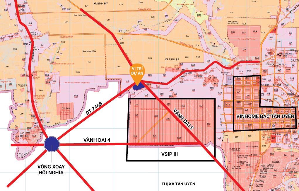 Vị trí dự án Victory City liền kề Vinhome Bắc Tân Uyên 1000 Ha và Vsip 3 (1000ha)