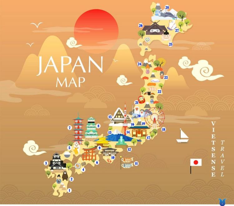 Bản đồ Nhật Bản (Japan) khổ lớn mới nhất năm 2022