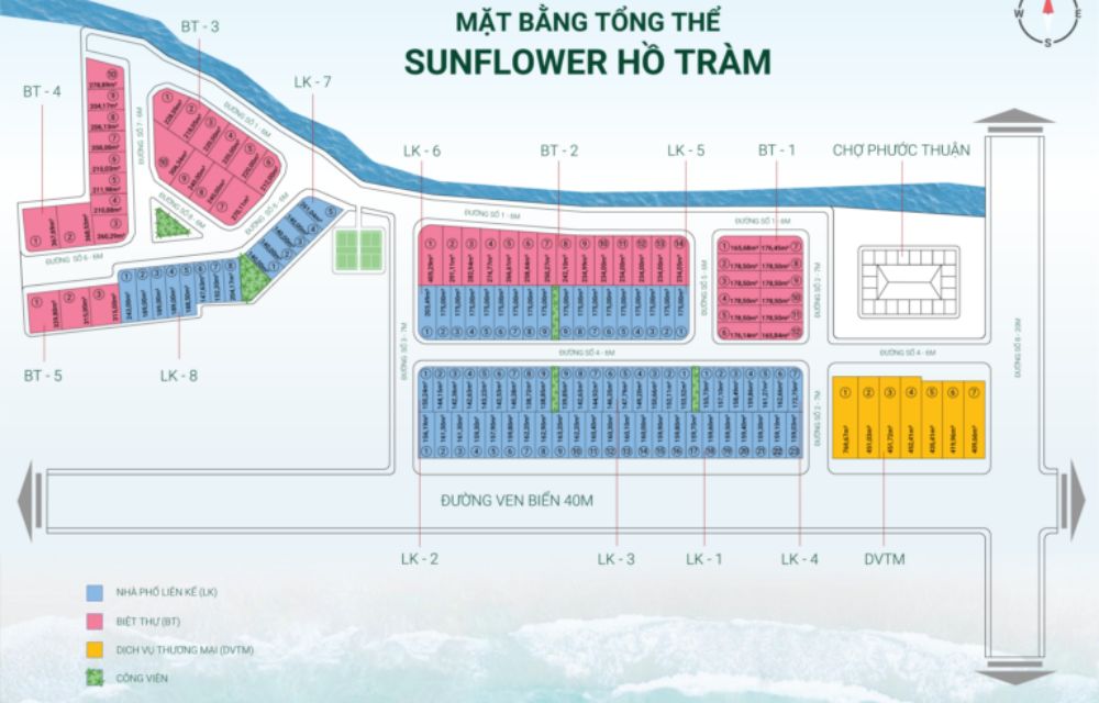 Mặt bằng phân lô dự án biệt thự Sunflower Hồ Tràm Bà Rịa Vũng Tàu