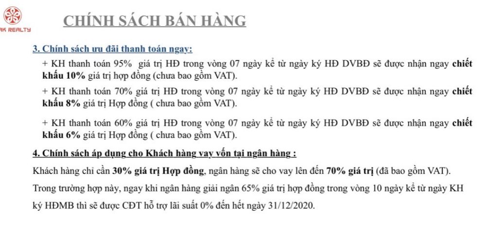 Chính sách bán hàng của dự án khu đô thị Royal Star Lake Đồng Xoài Bình Phước