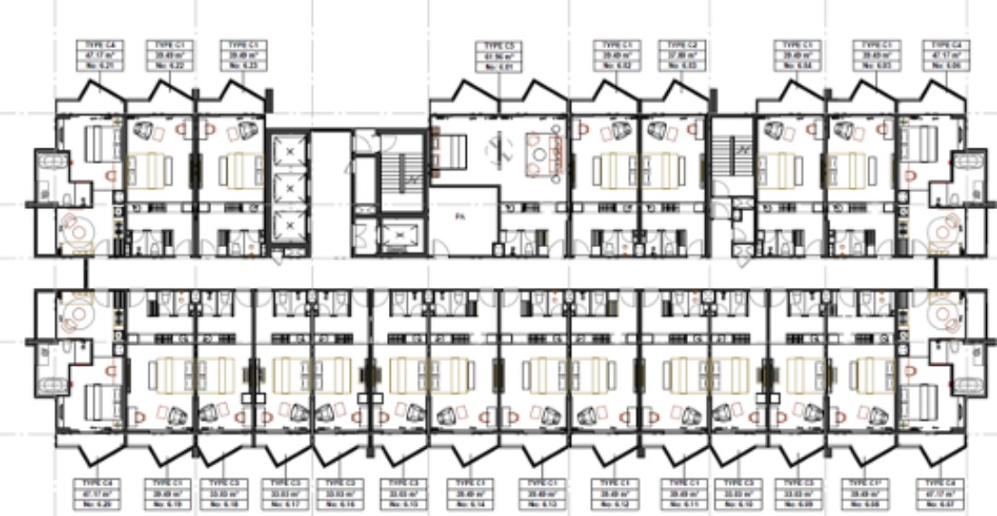 Mặt bằng Tầng 6, 9 Căn hộ & Khách sạn du lịch THE AQUA