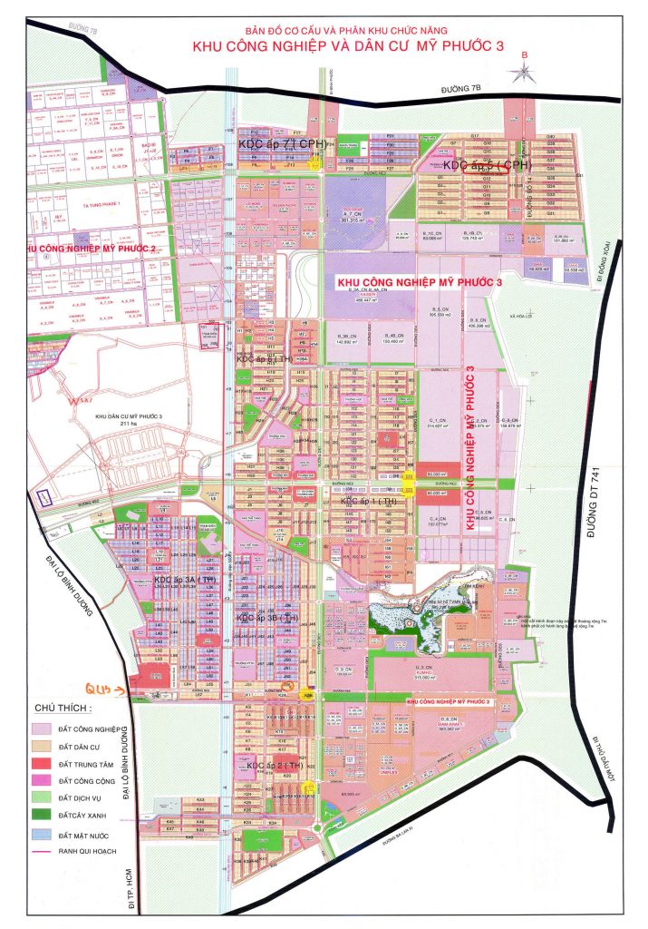 Mặt bằng tổng thể khu đô thị công nghiệp Mỹ Phước 3