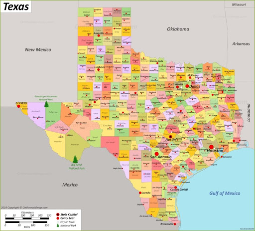 Bản đồ bang Texas của Hoa Kỳ năm 2022