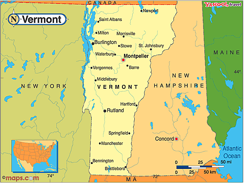 Bản đồ bang Vermont của Hoa Kỳ năm 2022