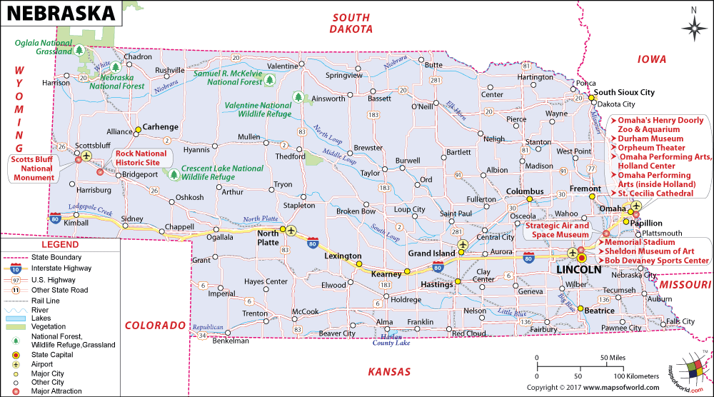 Bản đồ bang Nebraska của Hoa Kỳ năm 2022