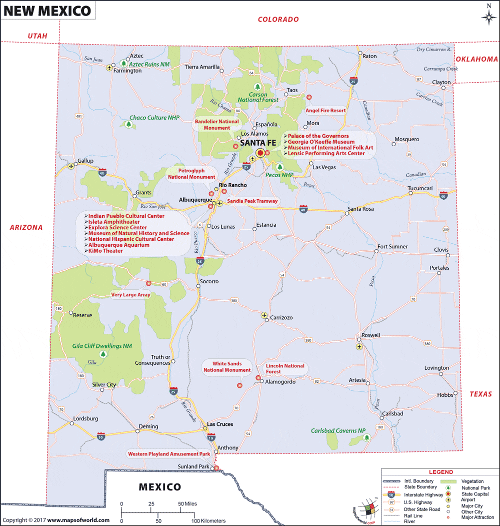 Bản đồ tiểu bang New Mexico của Hoa Kỳ năm 2022