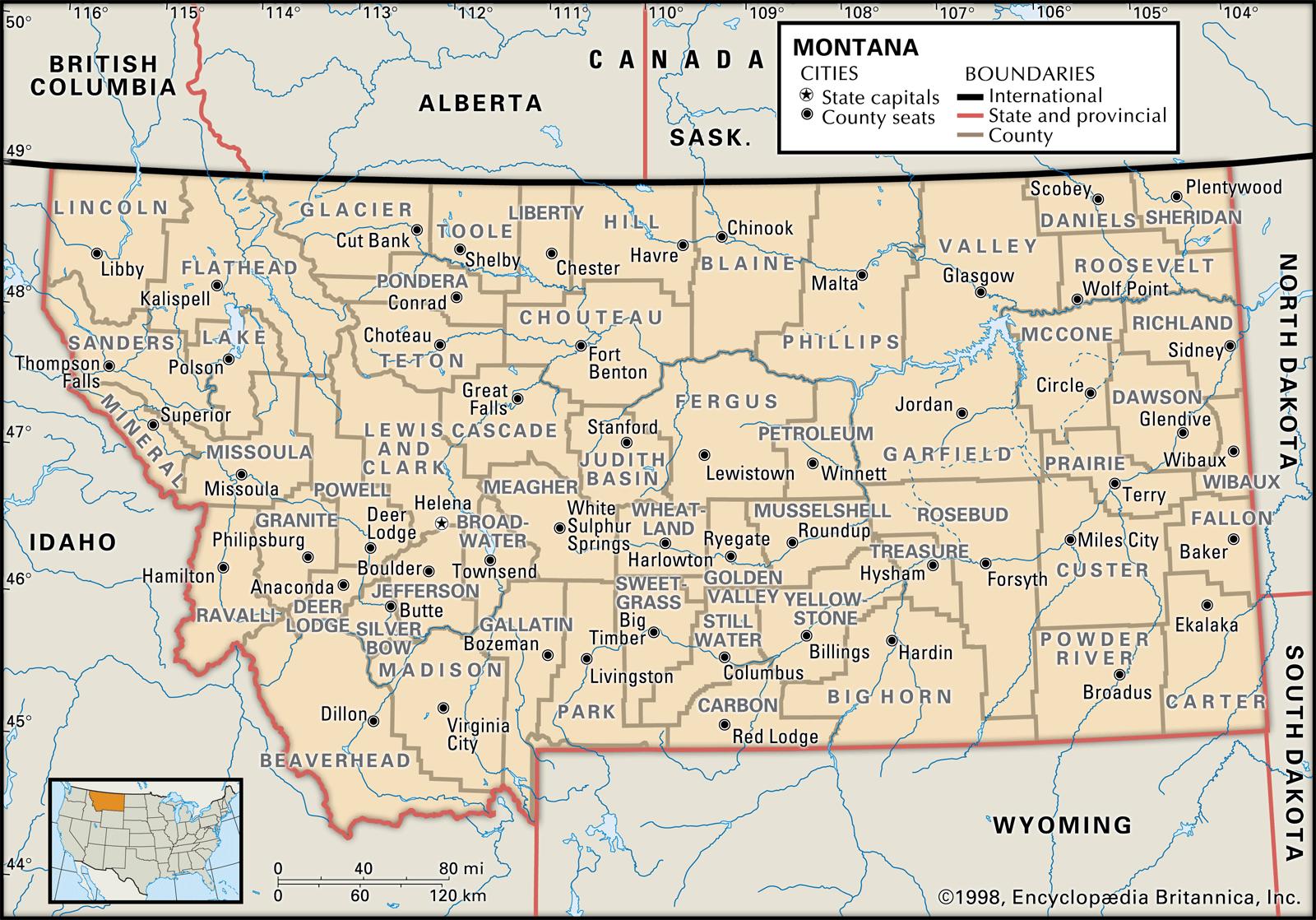 Bản đồ tiểu bang Montana của Hoa Kỳ năm 2022