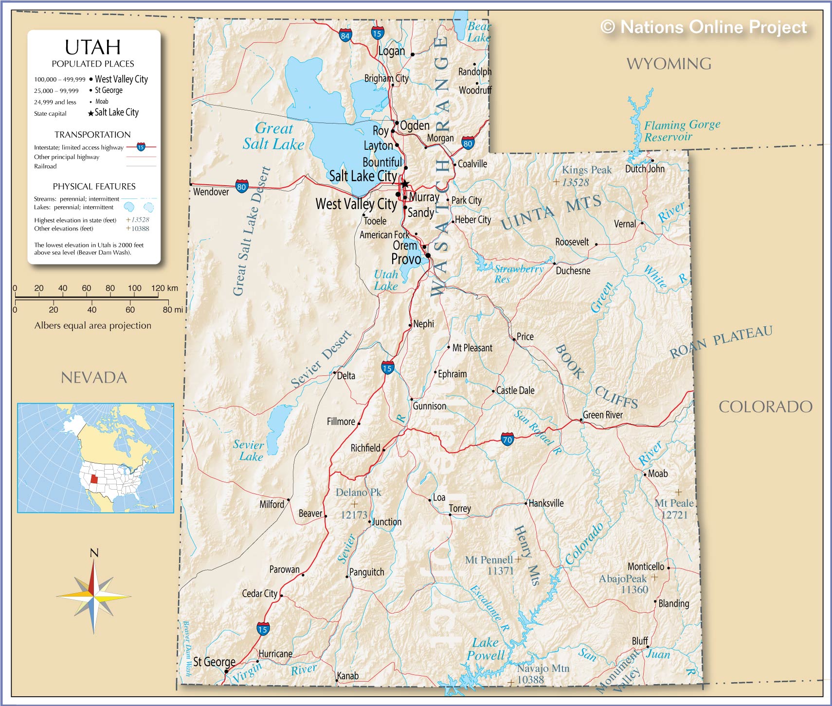 Bản đồ bang Utah của Hoa Kỳ năm 2022