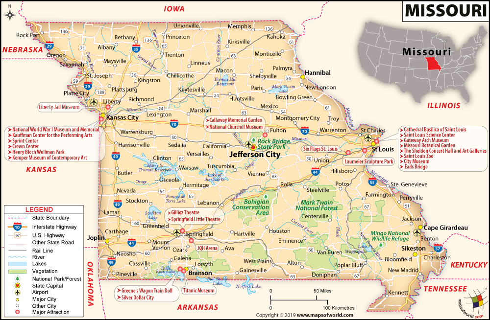 Bản đồ của Hoa Kỳ về Missouri năm 2022