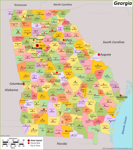 Bản đồ bang Georgia của Hoa Kỳ năm 2022