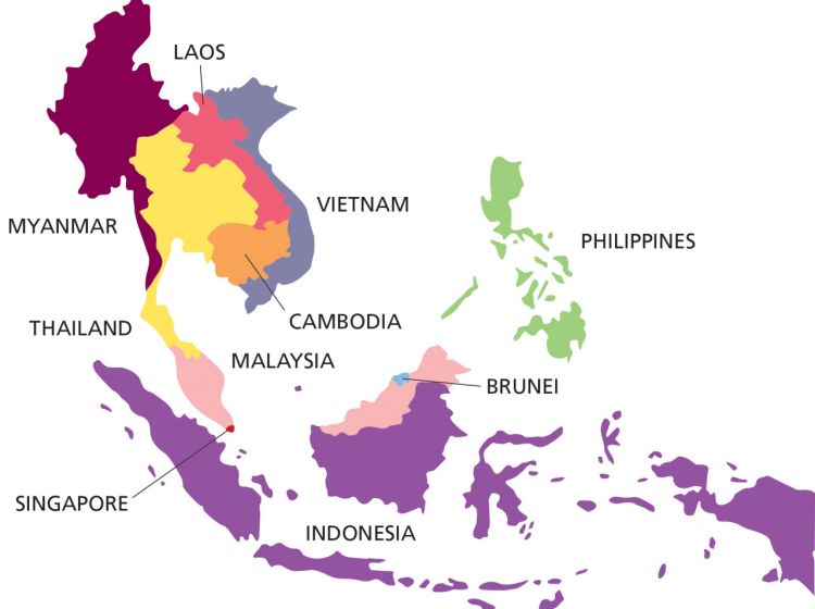 Bản đồ đong Nam A Khổ Lớn Phong To Chi Tiết