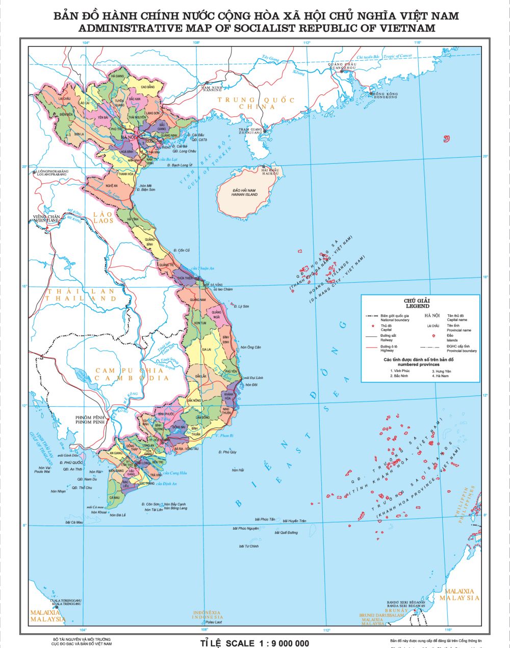 Bản đồ Việt Nam bằng Tiếng Anh chi tiết các hòn đảo