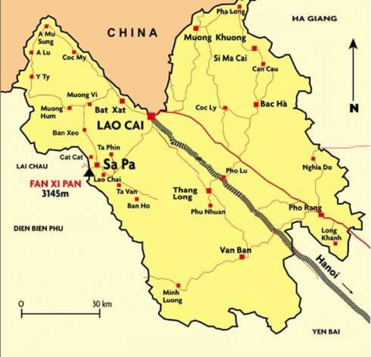 Bản đồ hành chính tỉnh Lào Cai 