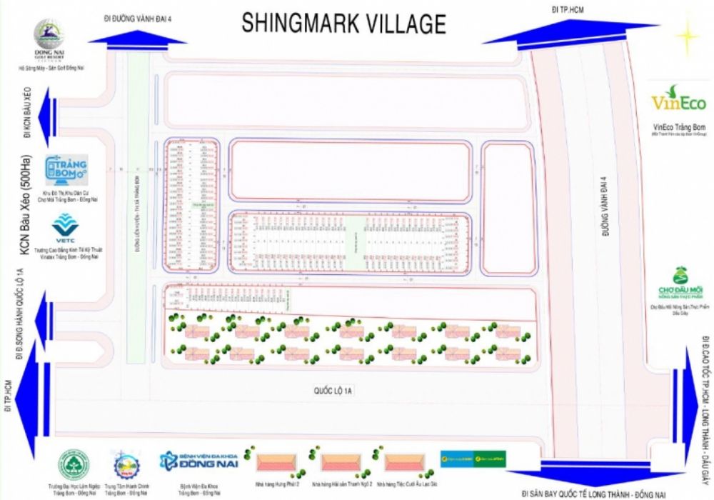 Mặt bằng phân lô dự án đất nền Shingmark Village Trảng Bom Đồng Nai