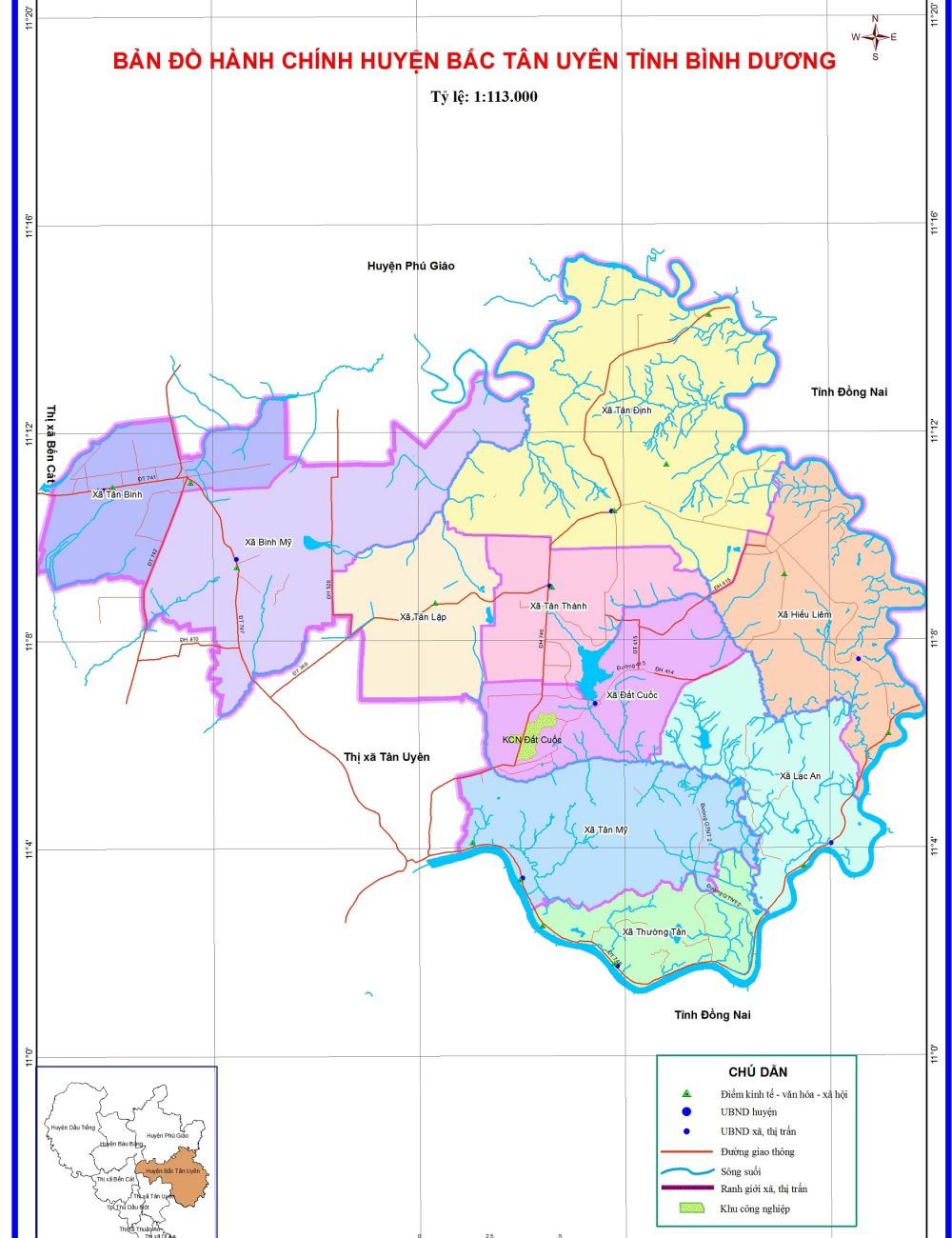 Bản đồ chi tiết Bắc Tân Uyên thuộc Bình Dương mới nhất