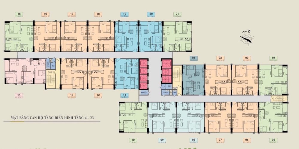 Mặt bằng tần 4- đến 23 tại dự án căn hộ Bình An Tower Bình Dương