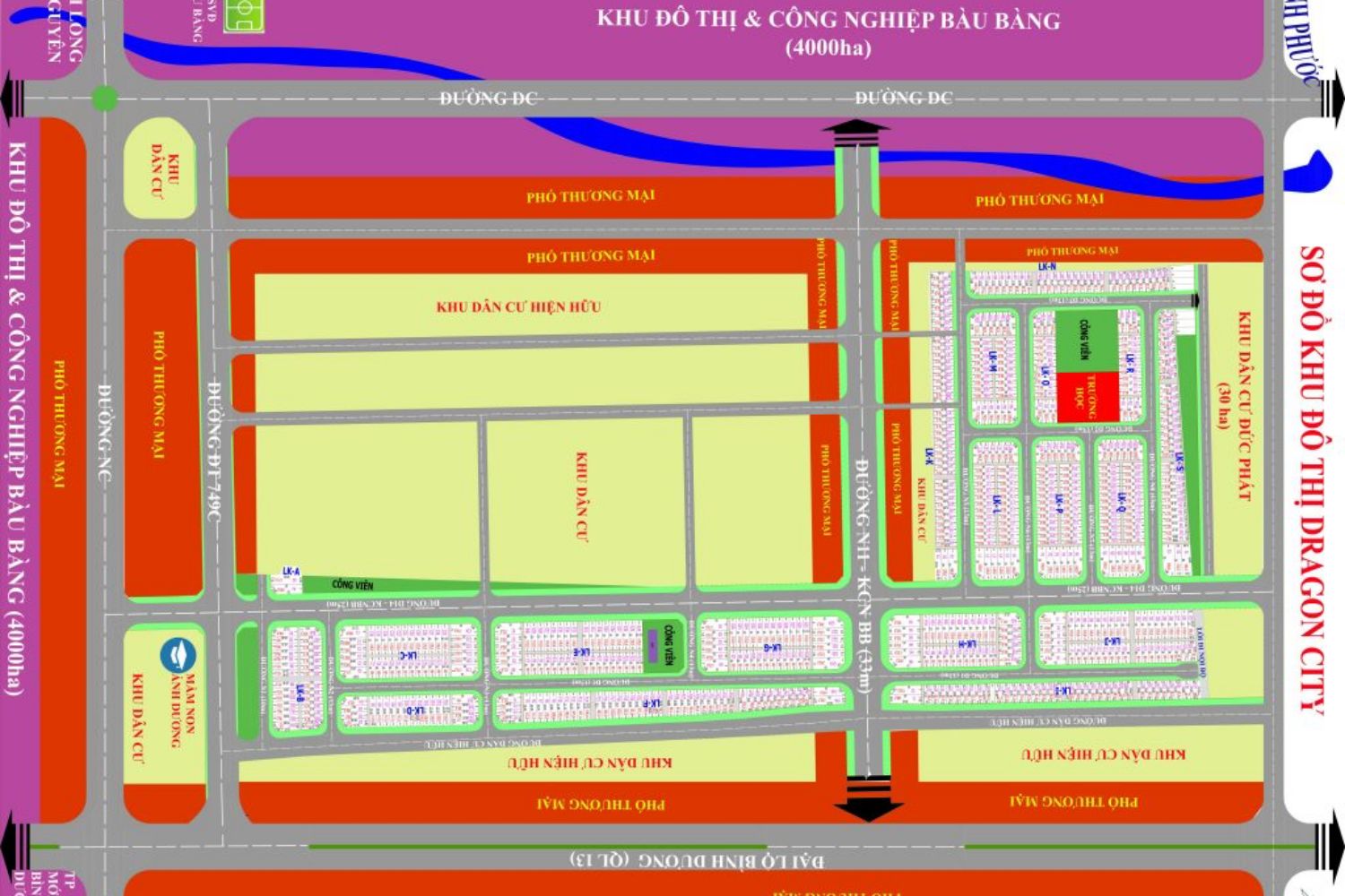 Mặt bằng dự án Dragon City Bàu Bàng Bình Dương