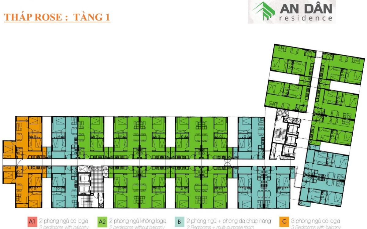 Mặt bằng tháp Rose tầng 1