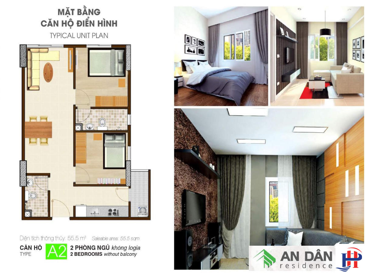 Thiết kế căn hộ An Dân Residence loại A2