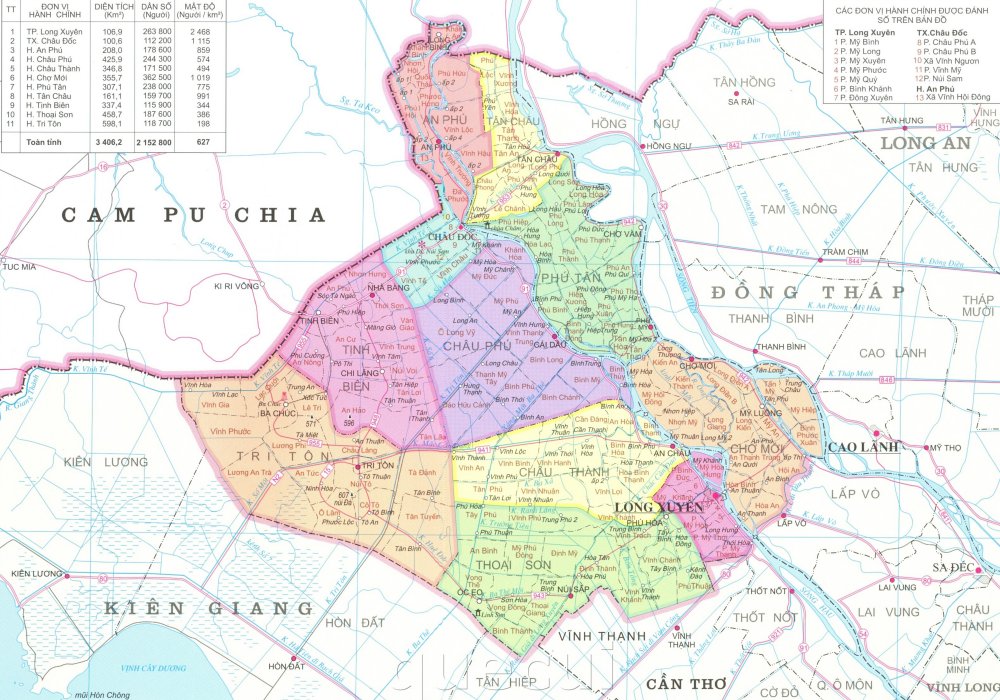 Bản đồ hành địa lý tỉnh An Giang