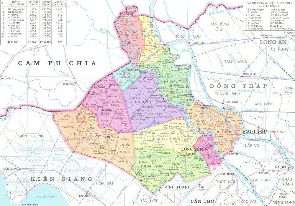 Bản đồ địa lý tỉnh an giang