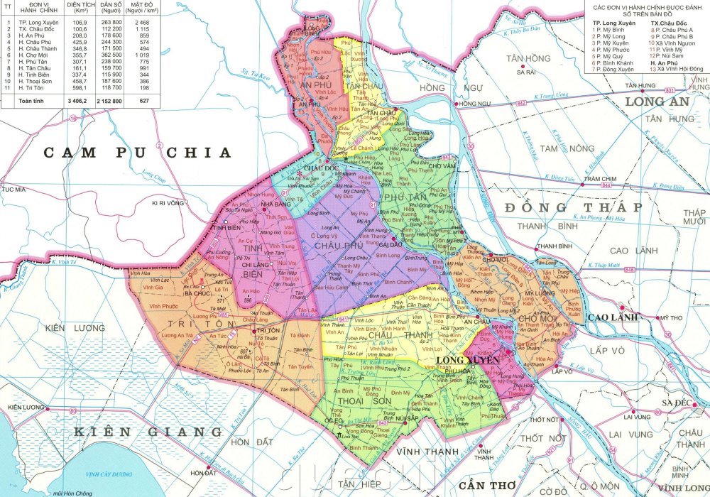 Bản đồ hành địa lý tỉnh An Giang mới nhất