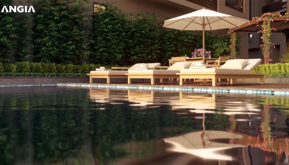 Phối cảnh hồ bơi resort trong khuôn viên dự án West Gate Bình Chánh