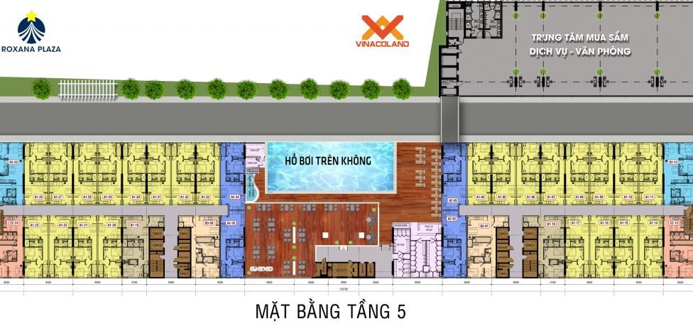 Mặt bằng tầng 5 tại dự án căn hộ Roxana Plaza Bình Dương 
