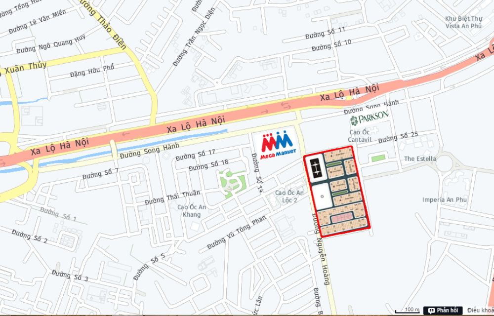 Vị trí tổ hợp nhà phố căn hộ An Phú New City Quận 2
