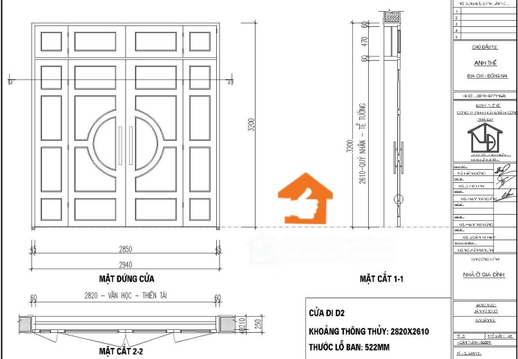 Mẫu bản vẽ cửa đi 2940×3200