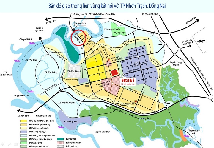 Vị trí dự án Mega City 2 nằm trong tam giác vàng của giao thông miền nam