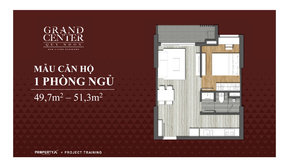 Thiết kế 1 Phòng ngủ căn hộ Grand Center Quy Nhơn