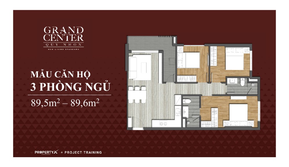 Thiết kế 3 Phòng ngủ căn hộ Grand Center Quy Nhơn