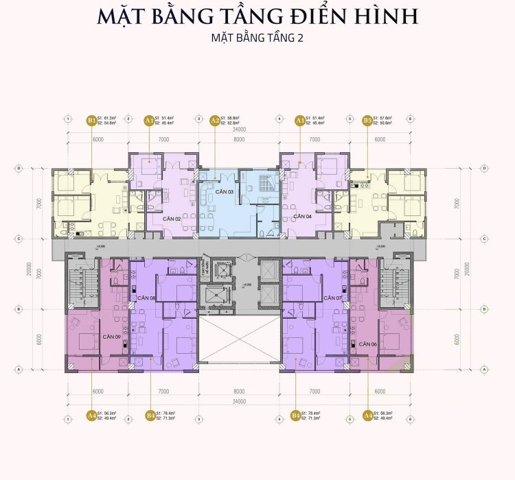 Mặt bằng tầng 2 tại căn hộ De 1st Quantum