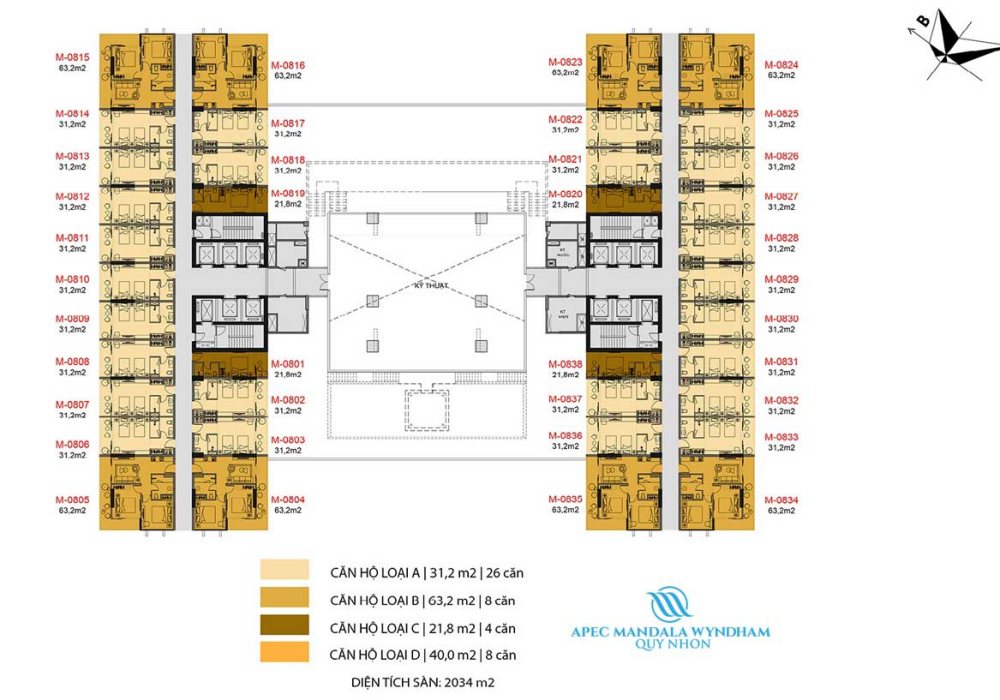 Mặt bằng dự án căn hộ Apec Mandala Wyndham Quy Nhơn
