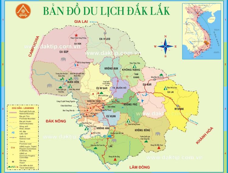 Bản đồ du lịch Đắk Lắk