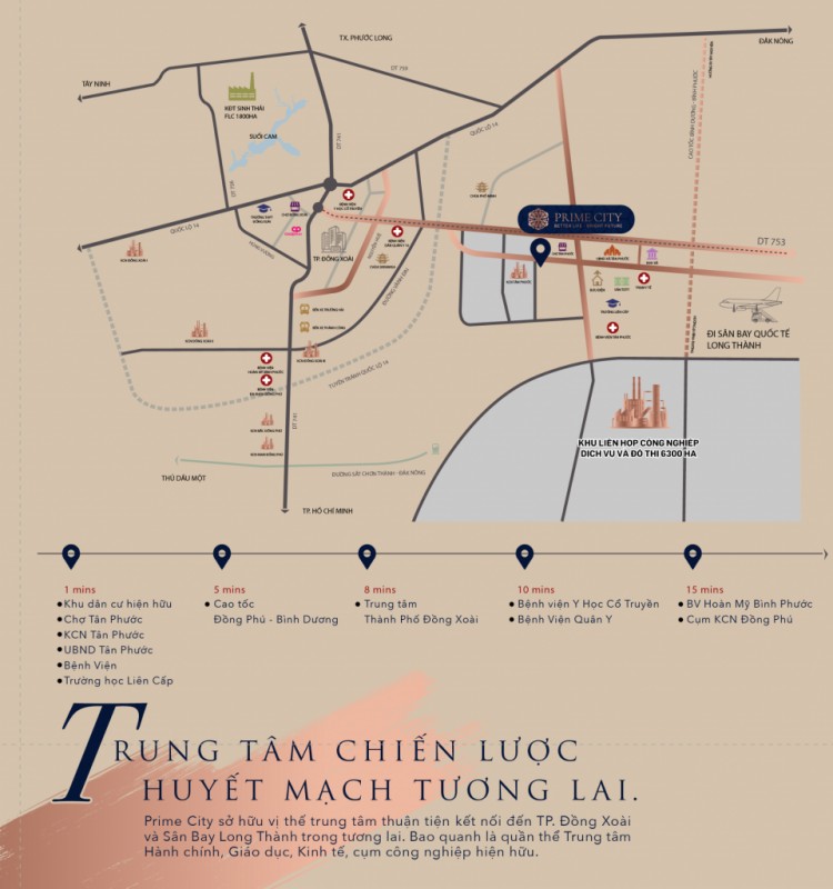 Vị trí dự án Prime City Bình Phước