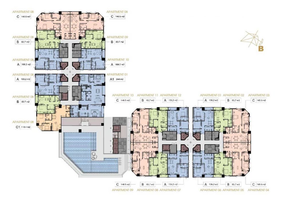 Mặt bằng căn hộ Apec Mandala Wyndham Phan Rang Ninh Thuận