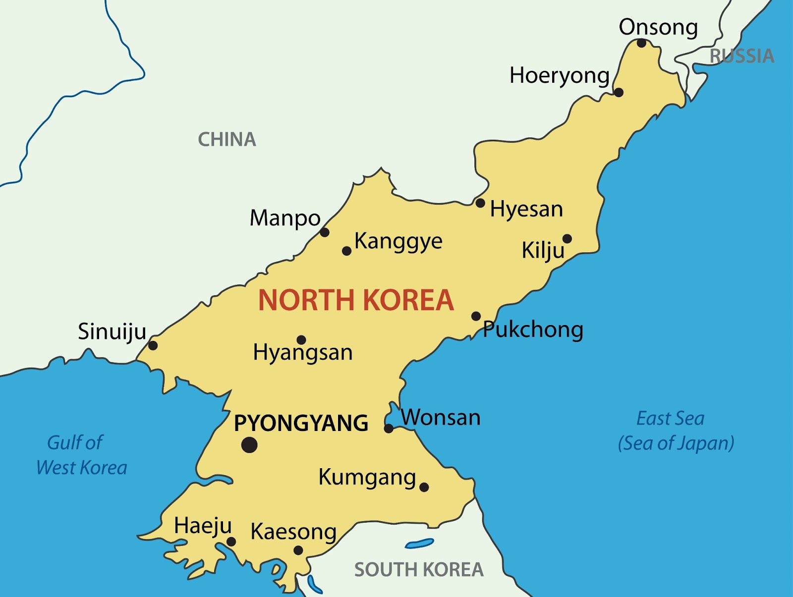 Bản đồ đất nước Triều Tiên (North Korea) khổ lớn năm 2022