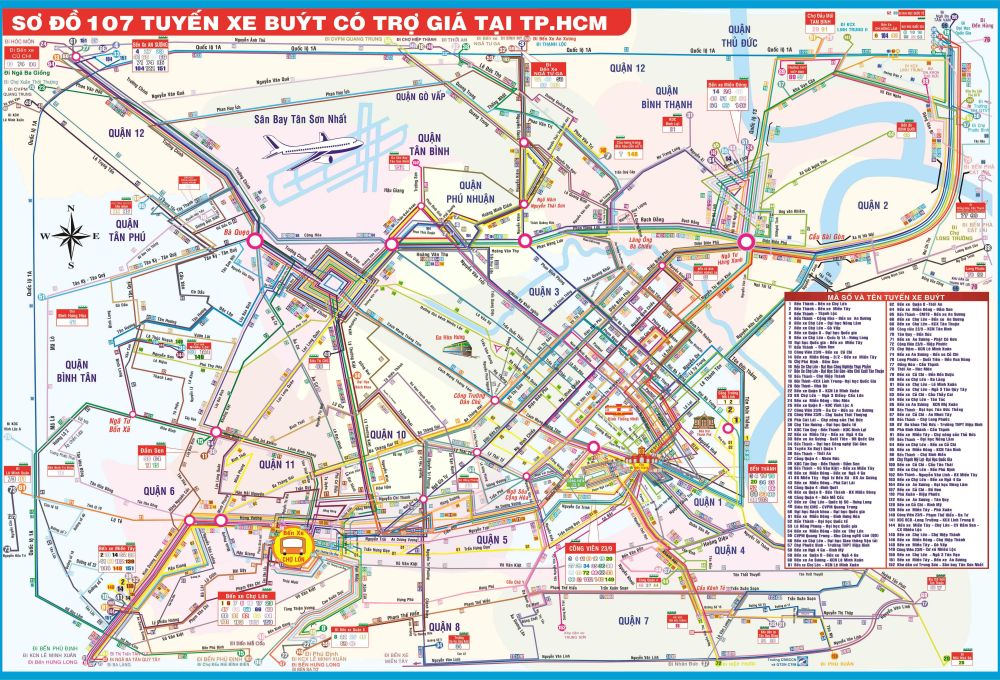 Sơ đồ xe Buýt các quận tại TP HCM