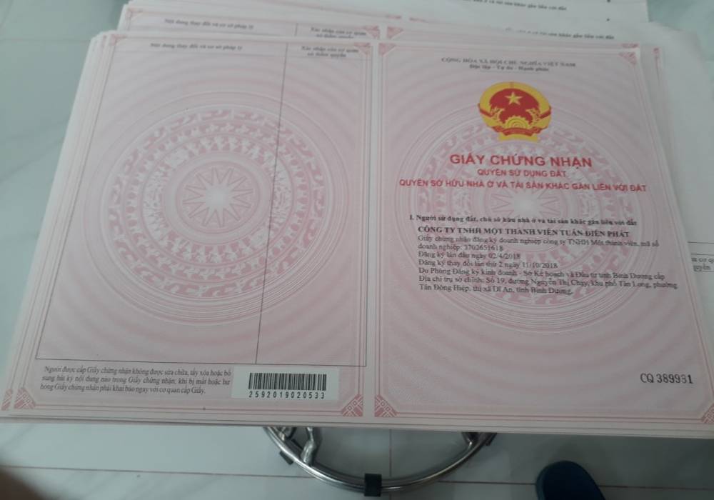 Sổ hồng từng nền dự án Tân Lập Garden City