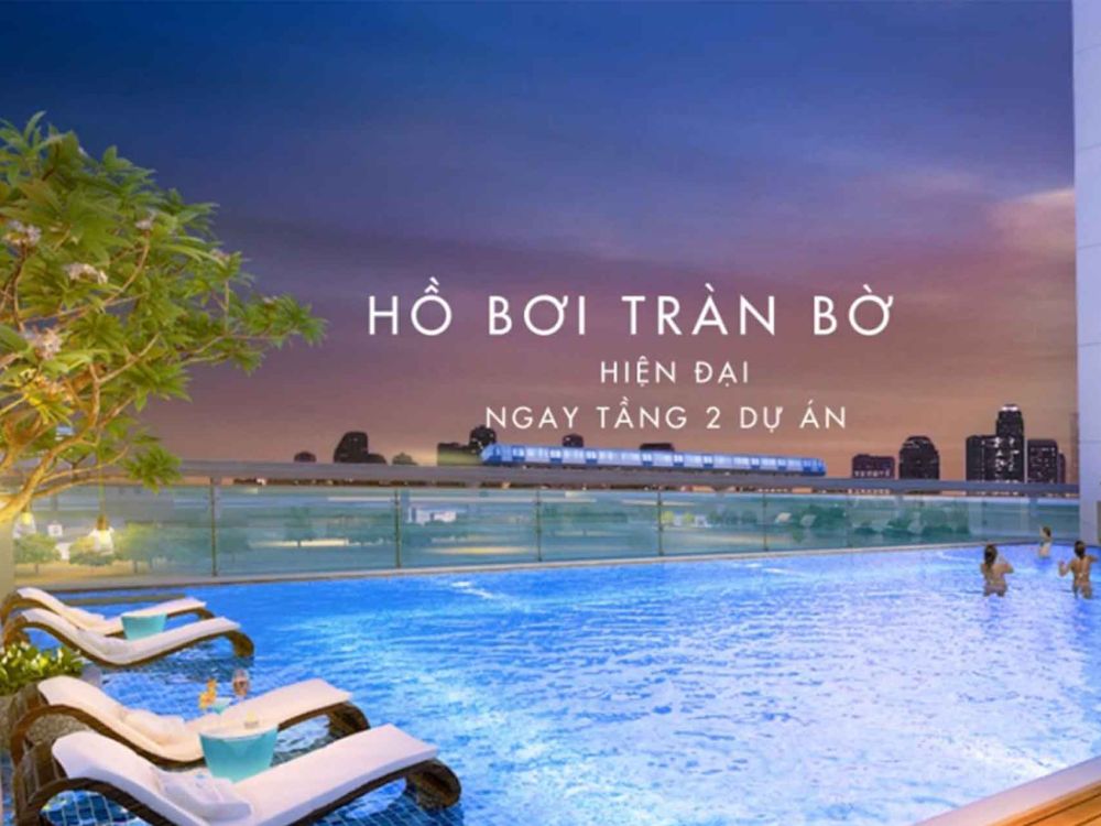 Hồ bơi tràn bờ ngay tầng 2 dự án căn hộ Minh Quốc Plaza 